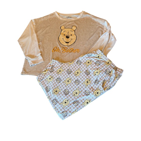 Disney Other - Disney Pajama Set Tan‎ Winnie the Pooh Oh Bother Gingham Plus 2X 18W-20W Lounge